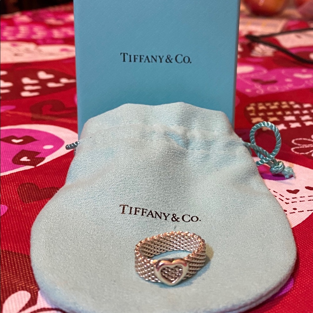 Tiffany & Co Somerset Sterling Heart Mesh Ring